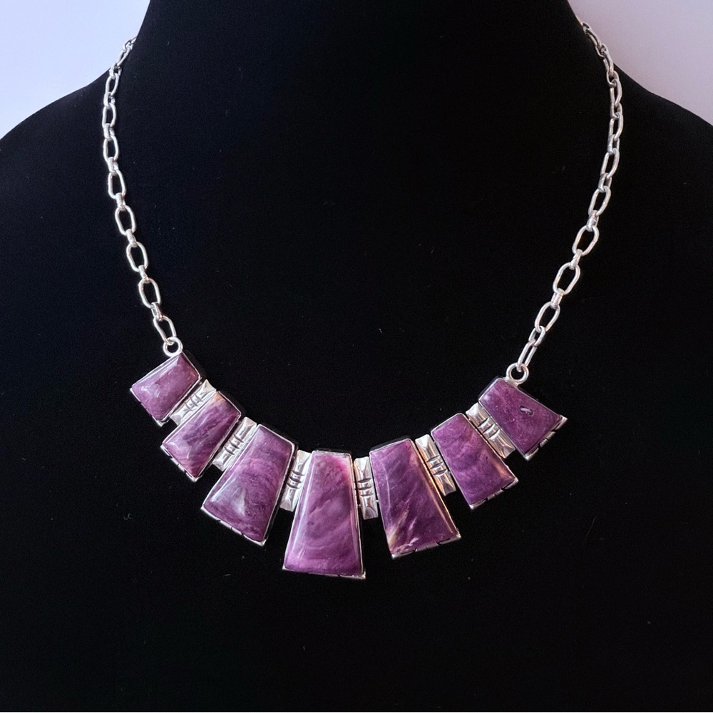 NAVAJO ROGER SKEET PURPLE SPINY OYSTER STERLING SILVER NATIVE AMERICAN N… - Picture 3 of 9